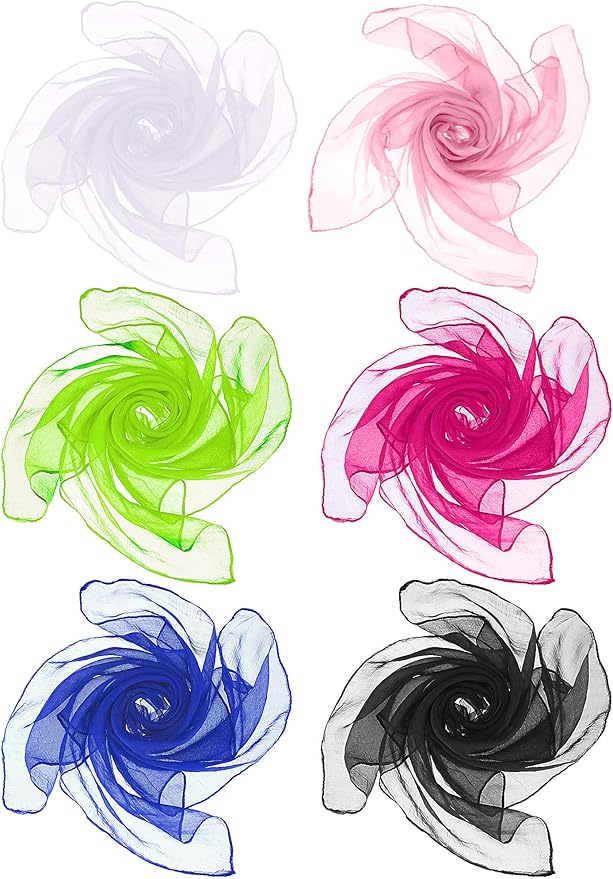 Boao 6 Pieces Chiffon Scarf 1950s Square Neck Head Scarfs Vintage Soft Polyester for Women Lady