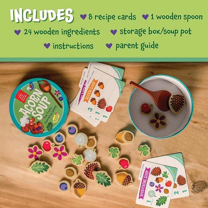 Peaceable Kingdom Acorn Soup Game - Educational Games for Toddlers, Includes Instructions and Parent Guide - 2 Year Old and Up