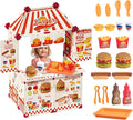 21 Pcs Toddler Hamburger Play Set, Pretend Play Cart Stall, Food Toys,with hot Dogs, Egg tarts, and Chicken Wings, for Children