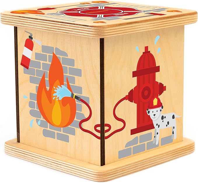 Wooden Piggy Bank for Kids and Adults, Personalized Gift Handmade in USA by BloomOwl, Custom Piggy Bank, Personalized Banks for Kids, Gifts for Baby Boys and Girls (Firefighter)