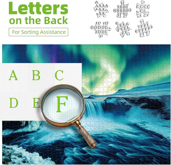 Northern Lights 1000 Piece Puzzle for Adults Unique Waterfall Nature Landscape Puzzles for Adults 1000 Pieces Vibrant Auroras Jigsaw Puzzles 1000 Pieces Family Challenging Puzzle (27.5"x19.6")
