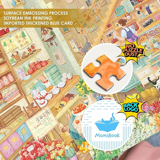MOMIBOOK Puzzles for Adults 1000 Pieces Jigsaw Puzzles of Carefree Store, Painting Image Grocery Shop Puzzle Difficult Challenging Hard Impossible Puzzle Unique Funny Party Christmas Birthday Gifts