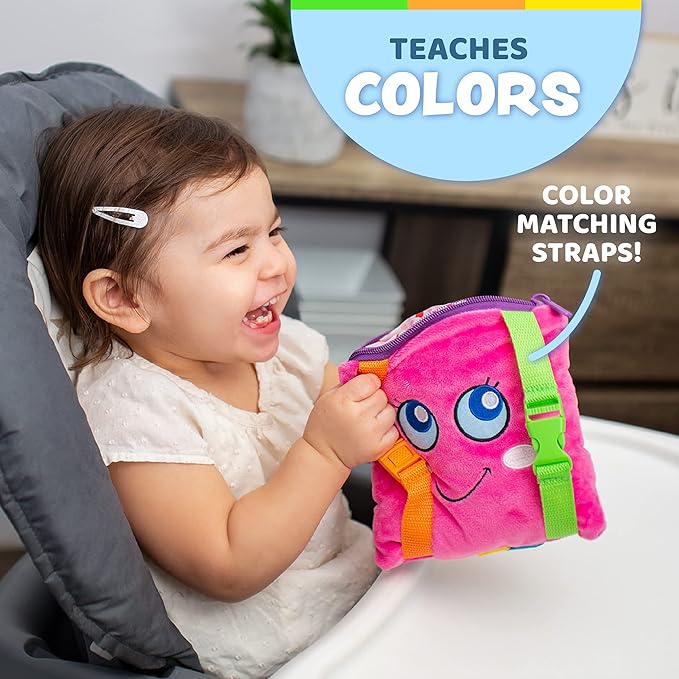 Buckle Toys - Bella Square - Learning Activity Game - Develop Motor Skills and Problem Solving - Travel Essential for Toddlers 1-3