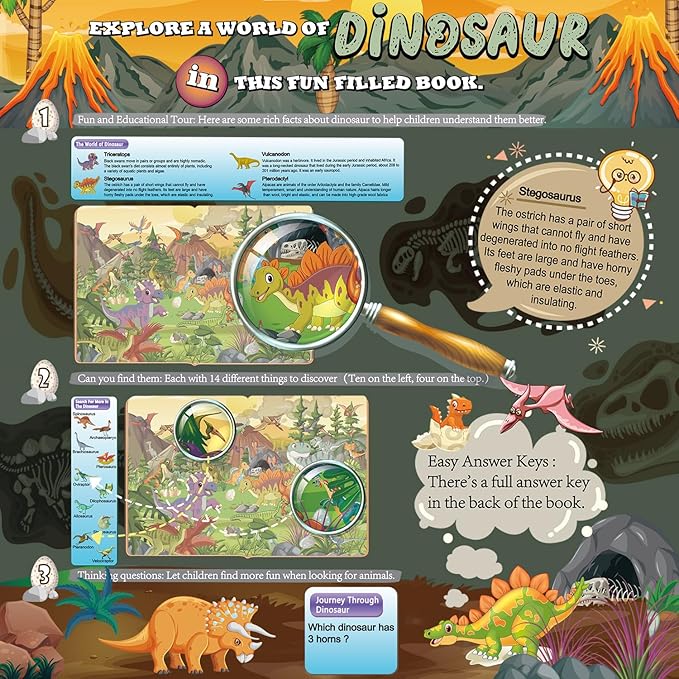 4 Pack Search and Find Activity Book for Kids Ages 3-5 4-8 8-12, Car Game,Toys for Road Trip Airplane Activities,Activity Books Over 240 Fun Animal Knowledge
