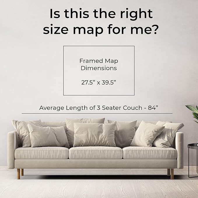 Push Pin Travel Maps Canvas - Personalized Blue Oceans World with Rustic Brown Frame