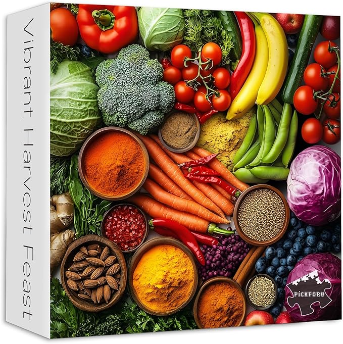 Vintage Fruit Puzzles for Adults 1000 Pieces, PICKFORU Colorful Vegetable Plant Spices Jigsaw Puzzles Kitchen, Hard Challenging Food Theme as Art Decor