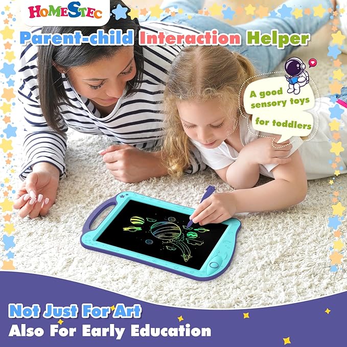 HOMESTEC Astrodraw Drawing Pad Toys, Colorful LCD Writing Tablet for Kids, Doodle Board for Toddlers 3 4 5 6 Years Old, Travel Sensory Space Toy for Boys Girls, Birthday Gift Idea,2pc