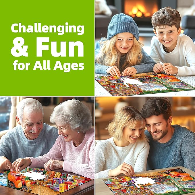 1000 Piece Puzzle for Adults Vintage Toy Store Jigsaw Puzzle Letters on Back Fun Cool Unique Adventure Scene Bears Shop Family Challenge Puzzles for Game Night (26.75" x 19.75")