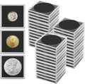 20 Pcs Coin Holders for Collectors, Clear Coin Cases with 5-Size Sponge Gaskets 20/25/30/35/40mm, Plastic Coin Slabs and Coin Protectors for Silver Dollar Collectors Collection Supplies, Black