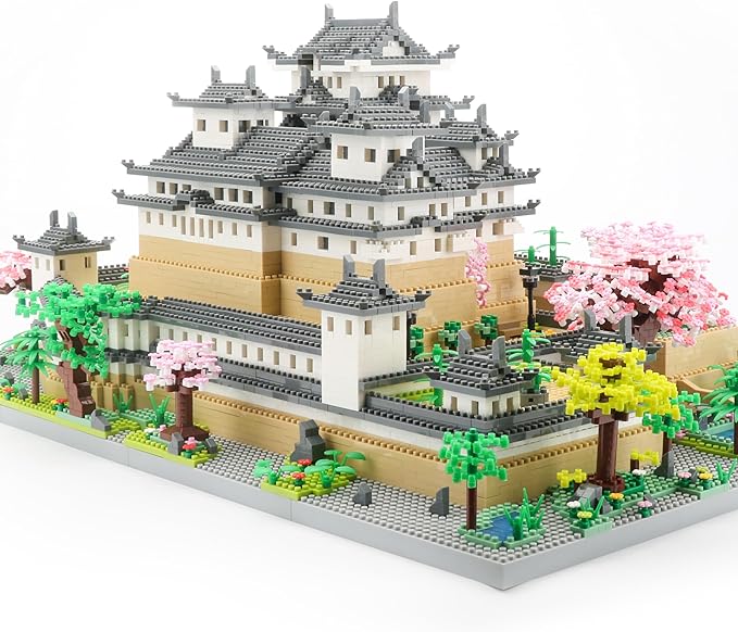 Japanese Micro Building Blocks Sets for Adults 10080 PCS Japan Himeji Castle with Cherry Blossoms Model Kit Big Architecture Landmarks Collection Kit
