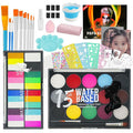 Face Painting Kit for Kids & Adults,Non-toxic Water Activated Face Paint Makeup set,Includes 18 Color+15 Color Face Paint Makeup Palette and Multiple makeup tools.Ideal for Halloween,Cosplay Makeup.
