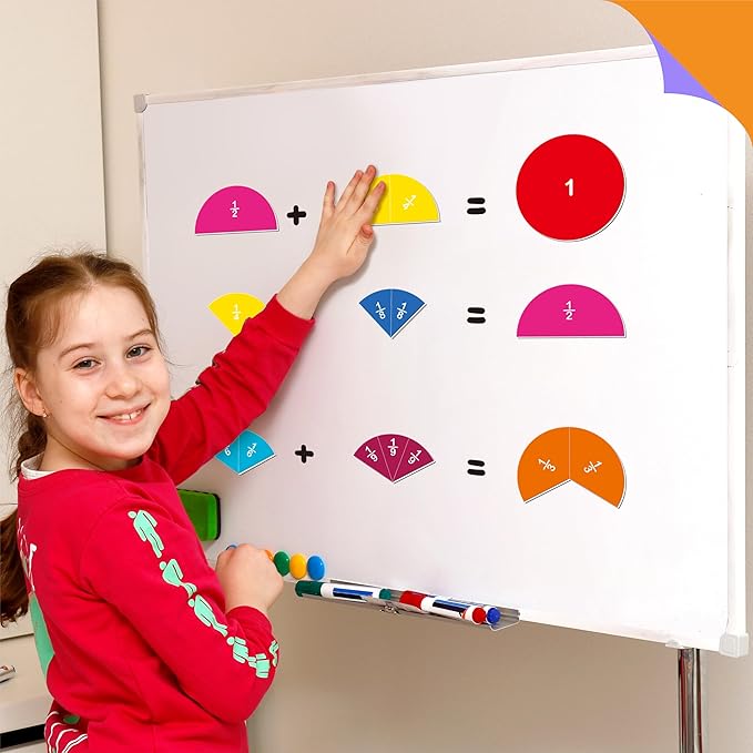 78 PCS Magnetic Fraction Tiles, Educational Math Learning Manipulatives Set for Preschool Elementary School, Fraction Bar Set Educational Learning Tool Kit for Classroom, School Supplies
