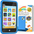 Kids Toy Phones with Dual Camera, Learning Toys Phones Gifts for Kid 3-12 with 200+ Educational Puzzle Games, 4" Touchscreen Rechargeable Blue Child Smartphones with Parental Control