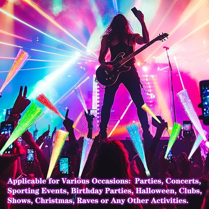 32 Pcs Colorful Glow Fiber Wands,Toys Glow Sticks Bulk Party Pack for Adults,Glow in the Dark Party Supplies for Back to School Halloween , Wedding, Birthday,Classroom,Concert,Pool Party Favors