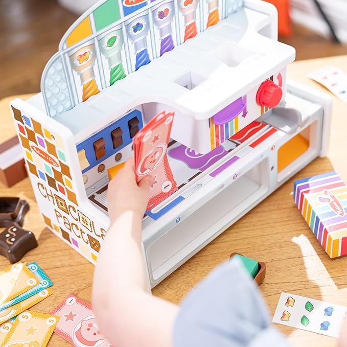Melissa & Doug Wooden Chocolate Factory Pretend Play Set, Play Food Candy Maker for Boys and Girls - FSC-Certified