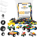 Barcaloo 400 Piece Wheels and Axles Sets, Building Bricks Car Parts and Pieces Kit - Car Building Set with Wheels, Axles & Windshields and Bonus Bricks