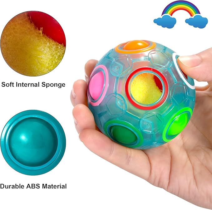 Vdealen Magic Rainbow Puzzle Ball, Fidget Ball Puzzle Brain Teaser Fidget Toy for Boys & Girls- Birthday Party Easter Valentines Christmas Stocking Stuffers for Kids Teen & Adults(Blue)