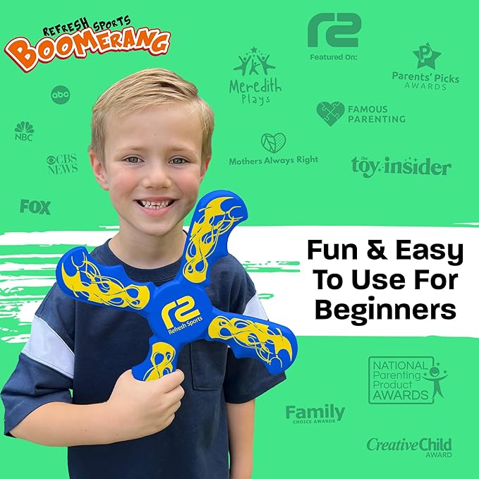 Fun Boomerang for Kids - Stocking Stuffers for Kids 8-12 - Soft & Easy to Use - Best Gifts for 6 7 8 9 10 Year Old Boys & Girls + 2025 Top Toys for Boys Age 8-12 - Fun Outdoor Toy for Boy Gift Ideas