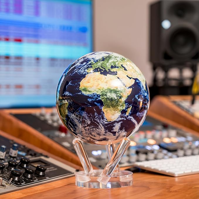 MOVA Globe Earth with Clouds – 6” Self-Rotating Globe Powered by Light | Silent Motion, No Batteries or Wires | Unique Desk Decor or Gift for Space Lovers