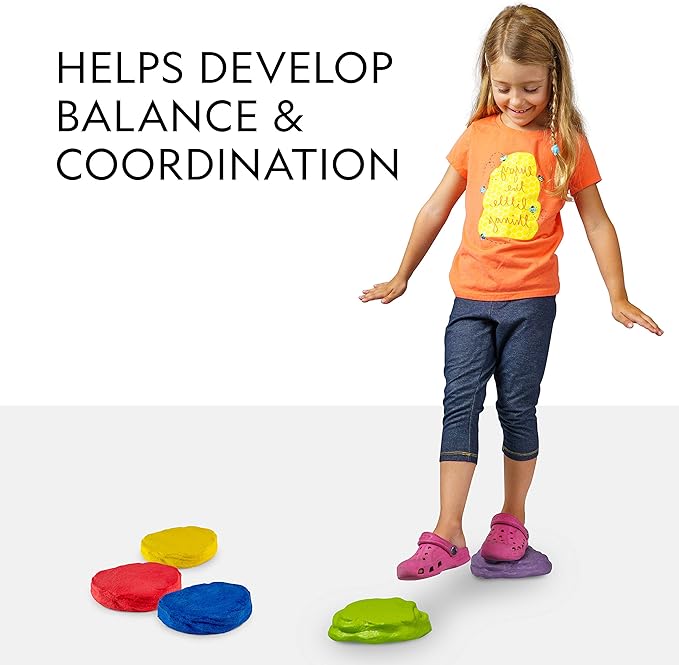 NATIONAL GEOGRAPHIC Stepping Stones for Kids – 10 Soft Durable, Encourage Toddler Balance & Gross Motor Skills, Indoor & Outdoor Toys, Balance Stones, Obstacle Course (Amazon Exclusive)