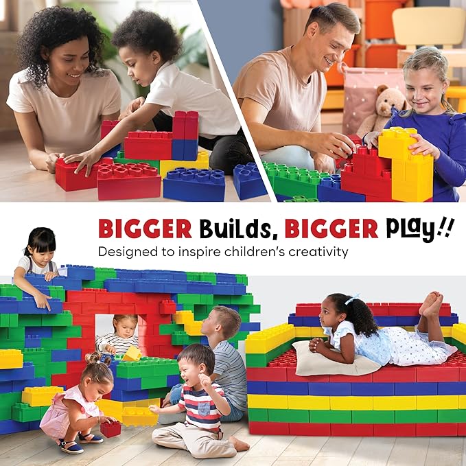 BiggoBlocks Large Building Blocks for Kids Ages 3-8 – 288 Piece Mega Set – Indoor & Outdoor STEM Toy for Boys & Girls