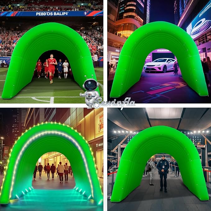 Inflatable Sports Tunnel Entrance with Built-in Blower – Advertising & Event Archway for Exhibitions, Shops, Supermarkets & Schools (Green, 16x10x10Ft)