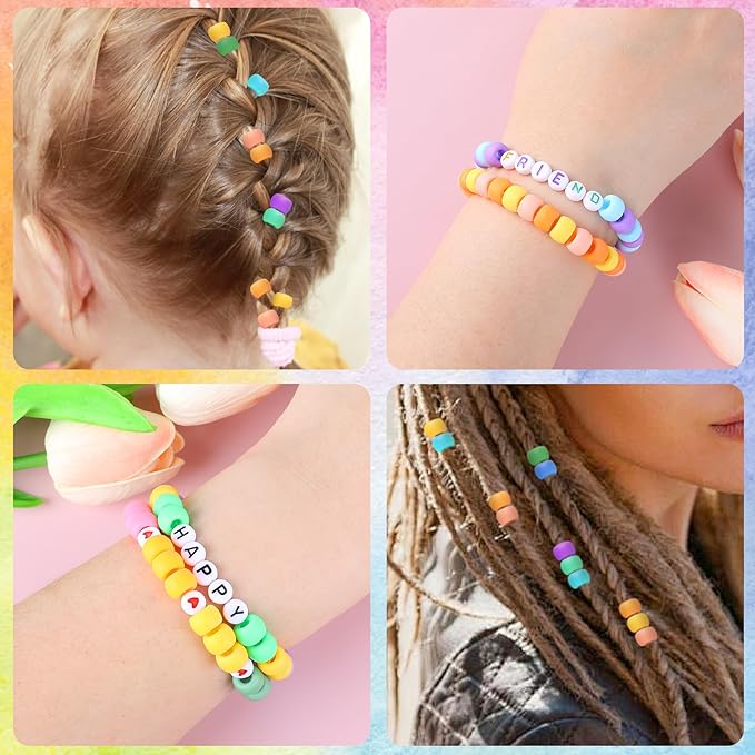 2600+pcs Pony Beads Kit, 18 Color Rainbow Kandi Beads Set, Multicolor Matte Plastic Jewelry Making Kit for DIY Craft Friendship Bracelet Necklace Key Chain