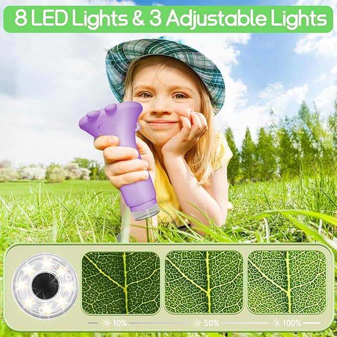 Kids Microscope Pocket Microscope -1000X Portable Microscope for Kid | Photo and Video Mini Microscopes | 2'' Digital Little Scientist Microscopes for 3-10 Age Years Old Boys Girls Toys Gifts