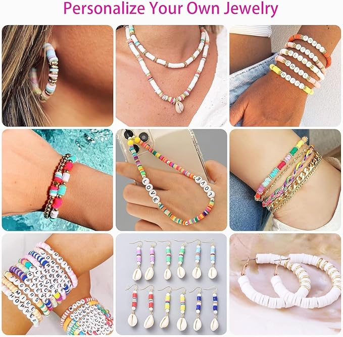 Girls Gifts Bracelet Making Kit, 20 Colors Polymer Clay Beads with Charms Letter Beads Arts and Crafts Kit Jewelry Making Set Birthday Gift Idea Girl Toys Gifts Party Favors for Kids Ages 6-13