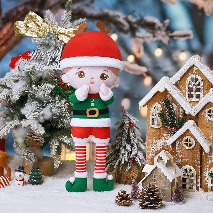 OUOZZZ Christmas Soft Baby Doll Toys for 1 Year Old Girl Gifts | Christmas Plush Toys Gift Collecting and Decorating for Toddlers Kids Infants 15"