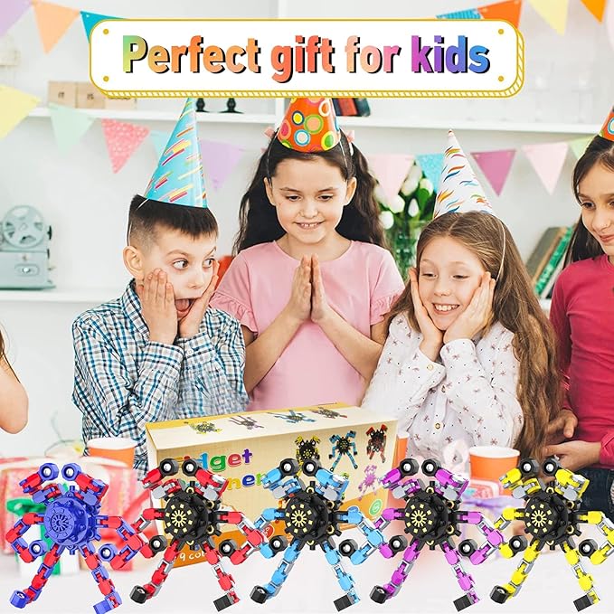 Transformable Fidget Spinners,Funny Stress Relief Sensory Fidget Toys,Deformable Chain DIY Robot Fingertip Gyros Toys Birthday Party Favors Easter Basket Stocking Stuffers for Kids and Adults (36PC)
