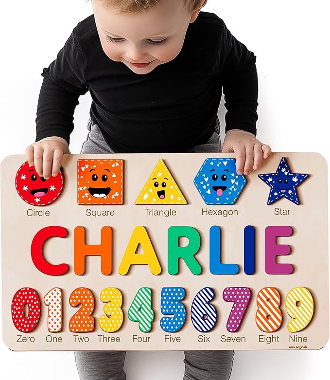 Puzzles for Toddlers Boy and Girl, Personalized Name Puzzle, Toy, Gifts for 0 1 2 3 Years Old, Babies Gifts, Baby Shower, Christmas, New Baby, 0 3 6 9 12 24 Months-TSCA,CPC Certified