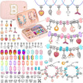 Charm Bracelet Making Kit with Jewelry Box Charm Beads for Jewelry Making DIY Bracelet Craft Kit for Birthday Gifts Valentine Christmas