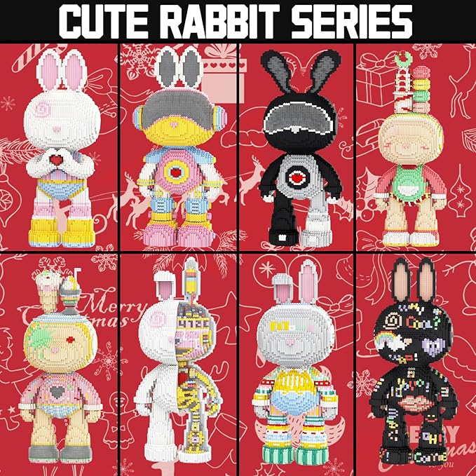 Rabbit Animal Micro Building Blocks Set for Adults Cute Large Sets Toys Gift Kids 7250 Pieces 55cm High Series