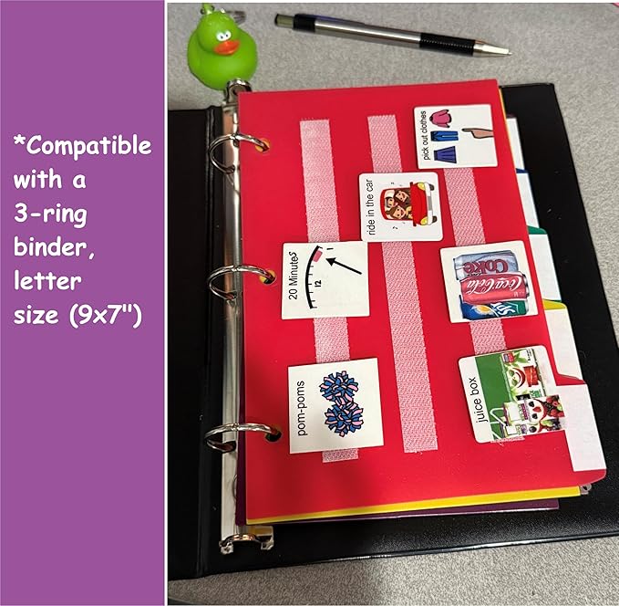 5 Small Color Dividers/Tabs Set (8”x5 Half Sheet) Perfect to Keep Your Loose Photo/Picture Symbol Communication Cards Organized. Autism ABA,ADHD, Language & Apraxia Aspergers