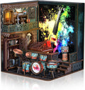 DIY Book Nook Kit, Miniature Bookshelf Decor with LED Lights, Laser-Cut Wooden Craft Set for Adults, Creative Gift for Christmas, Birthday, Music House