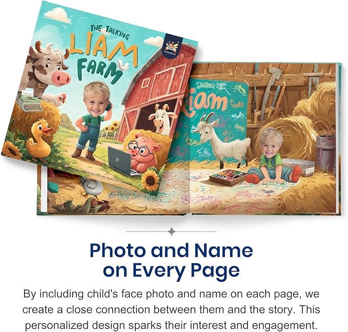 ELFINK Personalized Children Story Books - The Talking Farm Adventure - Customized Name & Photo - Baby Gifts - Children Bedtime Story (Soft Cover)