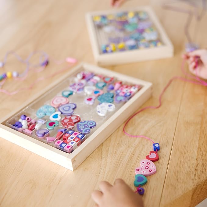 Melissa & Doug Sweet Hearts and Butterfly Friends Bead Set of 2-250+ Wooden Beads