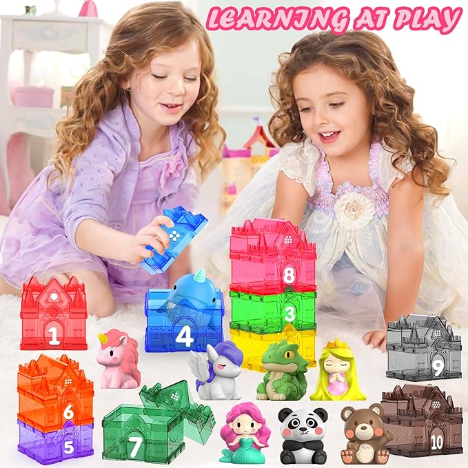 Learning Toys for 1,2,3 Year Old Toddlers, 20Pcs Fairy Tale Princess Castle Montessori Toy Counting Sorting Color Matching Finger Puppet, Birthday Gift Party Favors Kids Prize Box 12m+