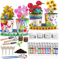 4 Pcs Kids Plant Growing Kit | Kids Gardening Set Crafts for Girls 8-12 | Kid Crafts Ages 4-8, Flower Making Art Kit for Kid 6-9, Plant Growing Set with 4 Zinc Pots, 12 Colors 9ml Paints Girl Gift
