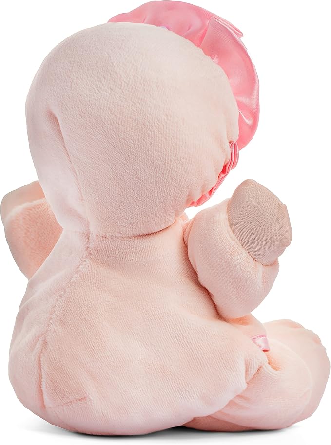 My First Baby Doll, Super Soft Baby Doll Made for Cuddles, Vintage Classic Style with Pink Dress and Brown Hair, Ideal New Baby Gift or Baby Shower Present