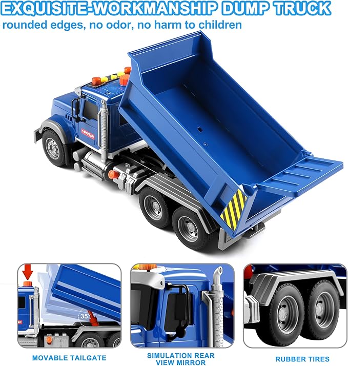 Dwi Dowellin Toddler Trucks Toys for Boys Age 3-5,Big Dump Truck with Lights and Sounds,Kids Boy Toys Christmas Birthday Gift Car
