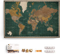 Canvas World Map with Cork Pin Board - English Lettering - Decorative Wall Decoration for All Rooms - Canvas Pictures with World Map Motif (70x50 cm, Pattern 4)