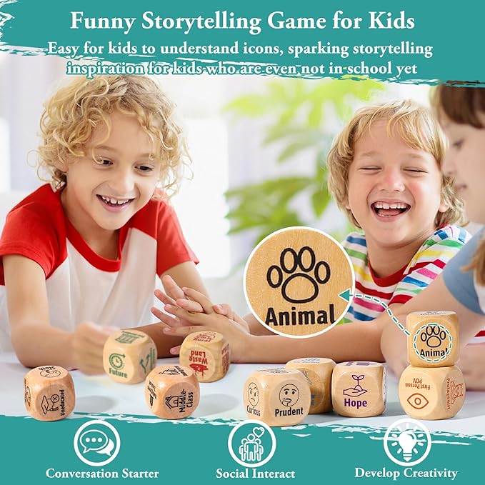 Garybank Creative Writing Prompts Dice Set - Writers Gifts, W/13 Writing Skill Cards - Story Writing/Telling Game for Kids & Adults - Set of 9 Story Cubes for Inspiration - Gifts for Teacher Christmas