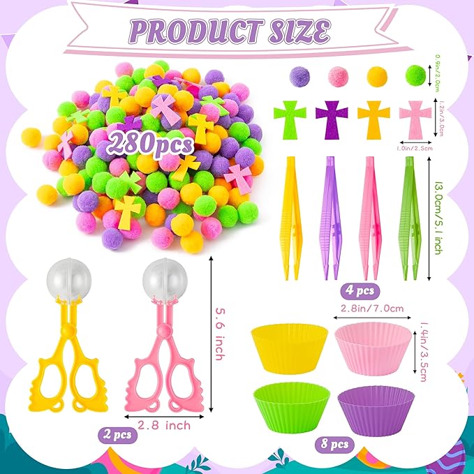 EZdhuawuse Fall Cross Sensory Bin Fillers for Kids - 295 Back to School Jesus Cross Fine Motor Toys, Birthday Gifts for Christian Church Sunday School, Preschool Color Counting Sorting Set for Child