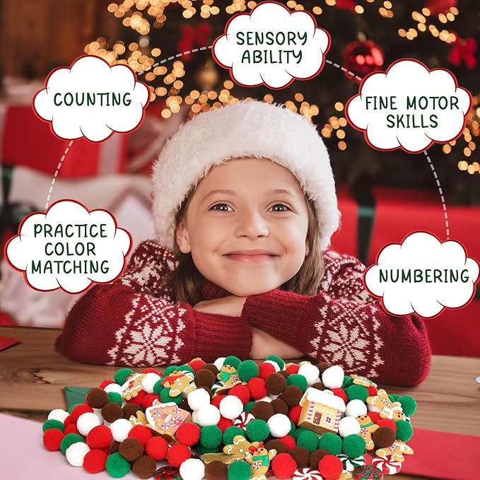 135 Pcs Christmas Gingerbread Man Sensory Bin Items Christmas Candy Counting Sorting Sensory Bin Filler Fine Motor Toys Gingerbread Man Counts for Kids Xmas Counting Toys for Preschool