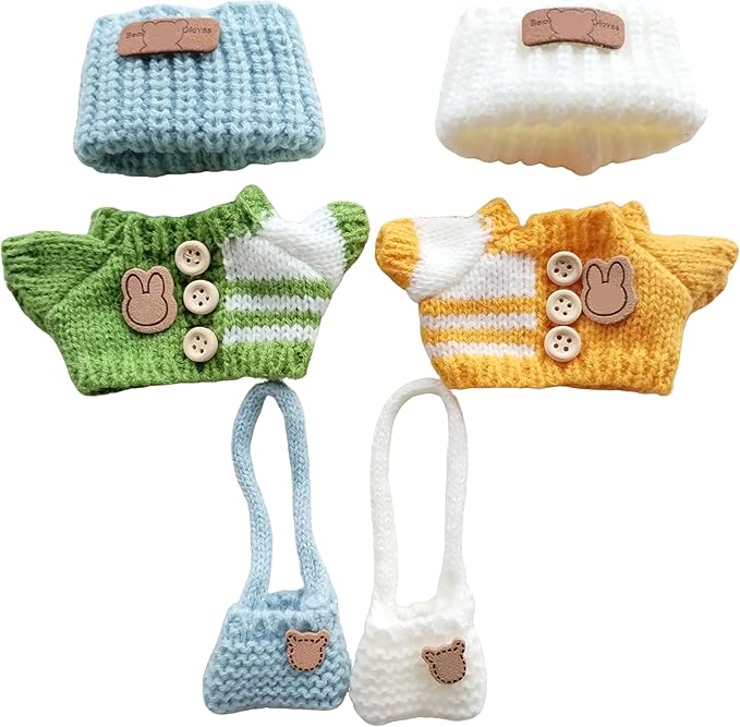 15cm & 17cm Doll Clothes Outfits Set - Premium Dress Up Bundle with Exquisite Accessories | Soft Fabric Fashion Doll Costume for 15-17cm Dolls (2set Yellow+Green)