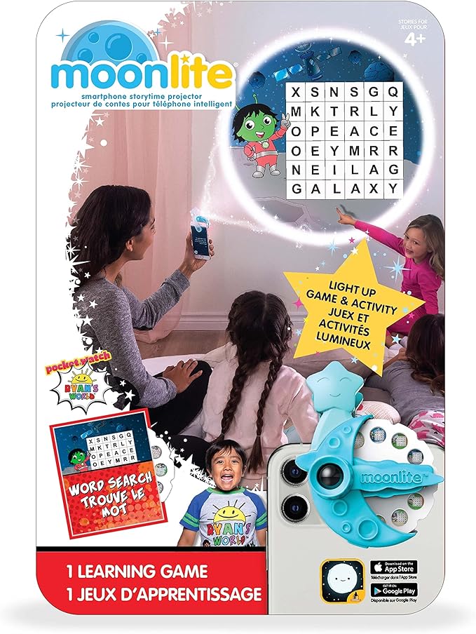 Moonlite Storytime - Ryan's World - Word Search - A Magical Way to Read Together - Projector Sold Separately - Digital Story w/ Sound FX - Learning Gifts for Kids Ages 1 Year & Up