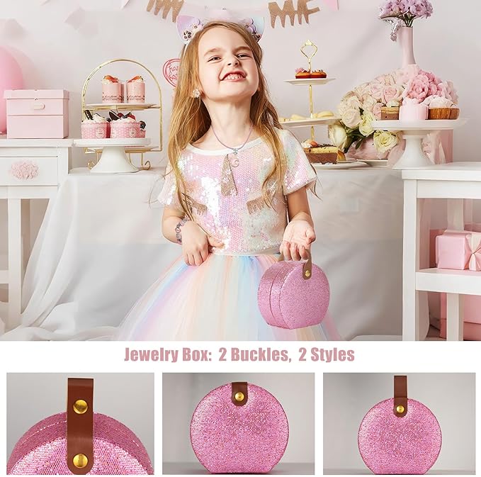 Emibele Girls Charm Beads Bracelet Making Kit with Portable Jewelry Box, Jewelry Making Kit for Kids Age 5 6 7 8-12, DIY Arts Crafts Toys for Teens Girls Gift Choices on Birthday Valentines Christmas