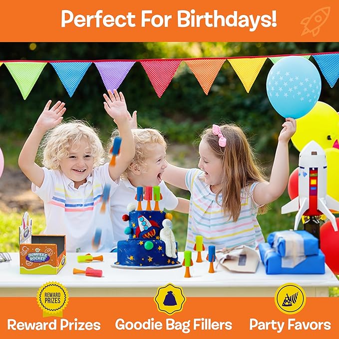 IPIDIPI TOYS Jumpeez LED Jumping Rocket Poppers, 24-Pack Light Up Spring Launcher Toys for Kids – Halloween Light Up Toys for Trick or Treat, Goodie Bag Stuffers Birthday Party Favors for Boys & Girls